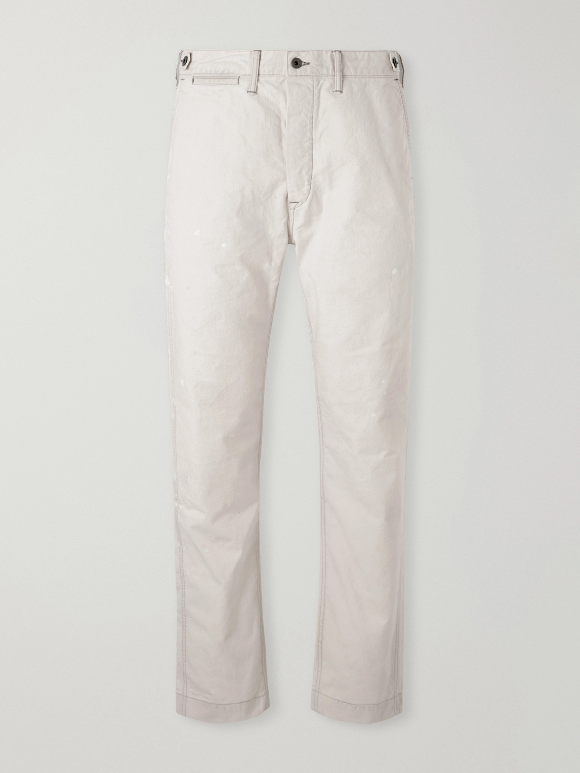 Rrl Straight-leg Paint-splattered Cotton-canvas Trousers In Neutral