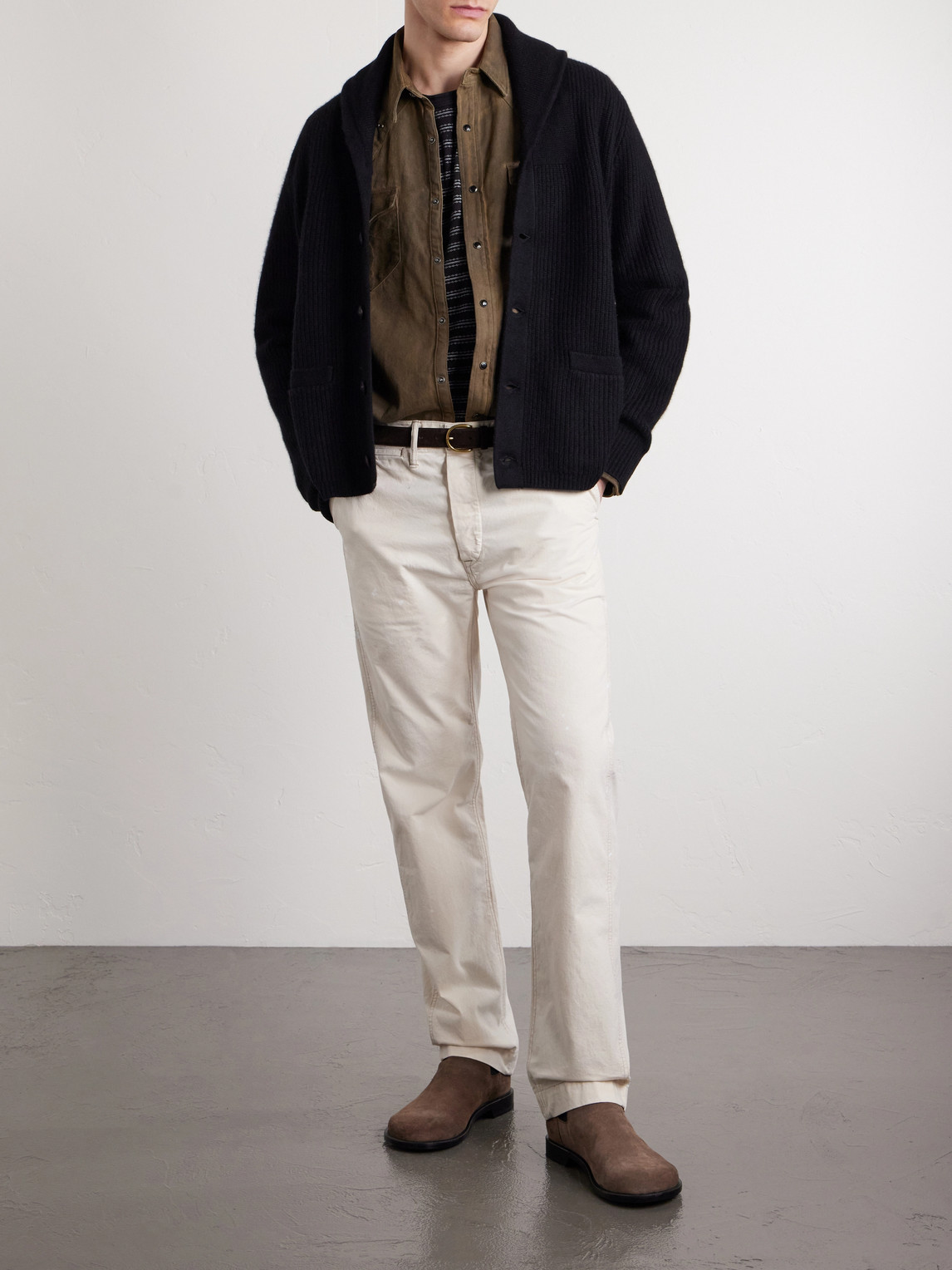 Straight-Leg Paint-Splattered Cotton-Canvas Trousers