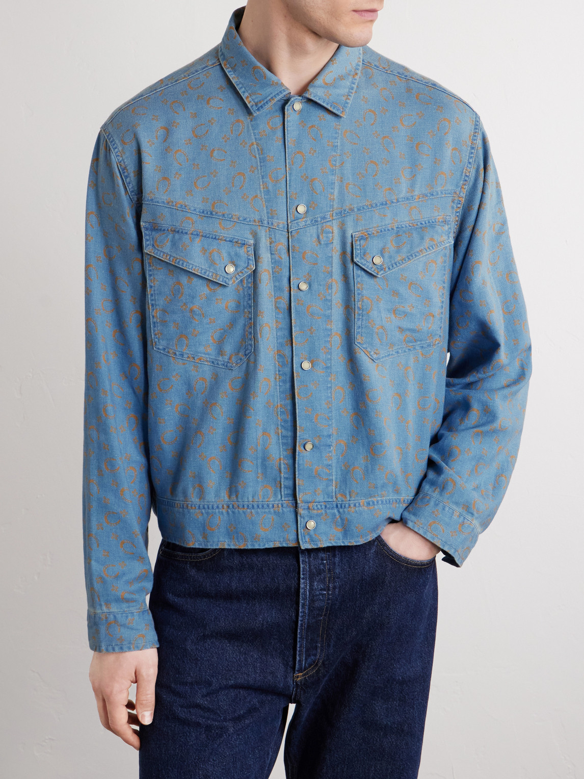  Rrl - Printed Cotton And Linen-blend Shirt - Men - Blue - M 
