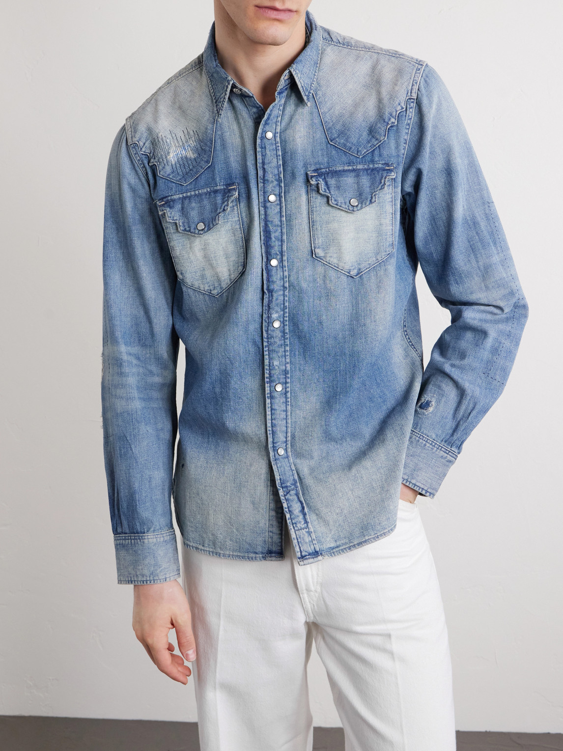  Rrl - Addington Denim Shirt - Men - Blue - S 