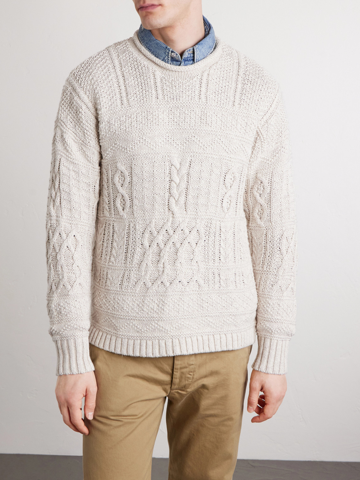 Cable-Knit Cotton, Linen And Silk-Blend Sweater