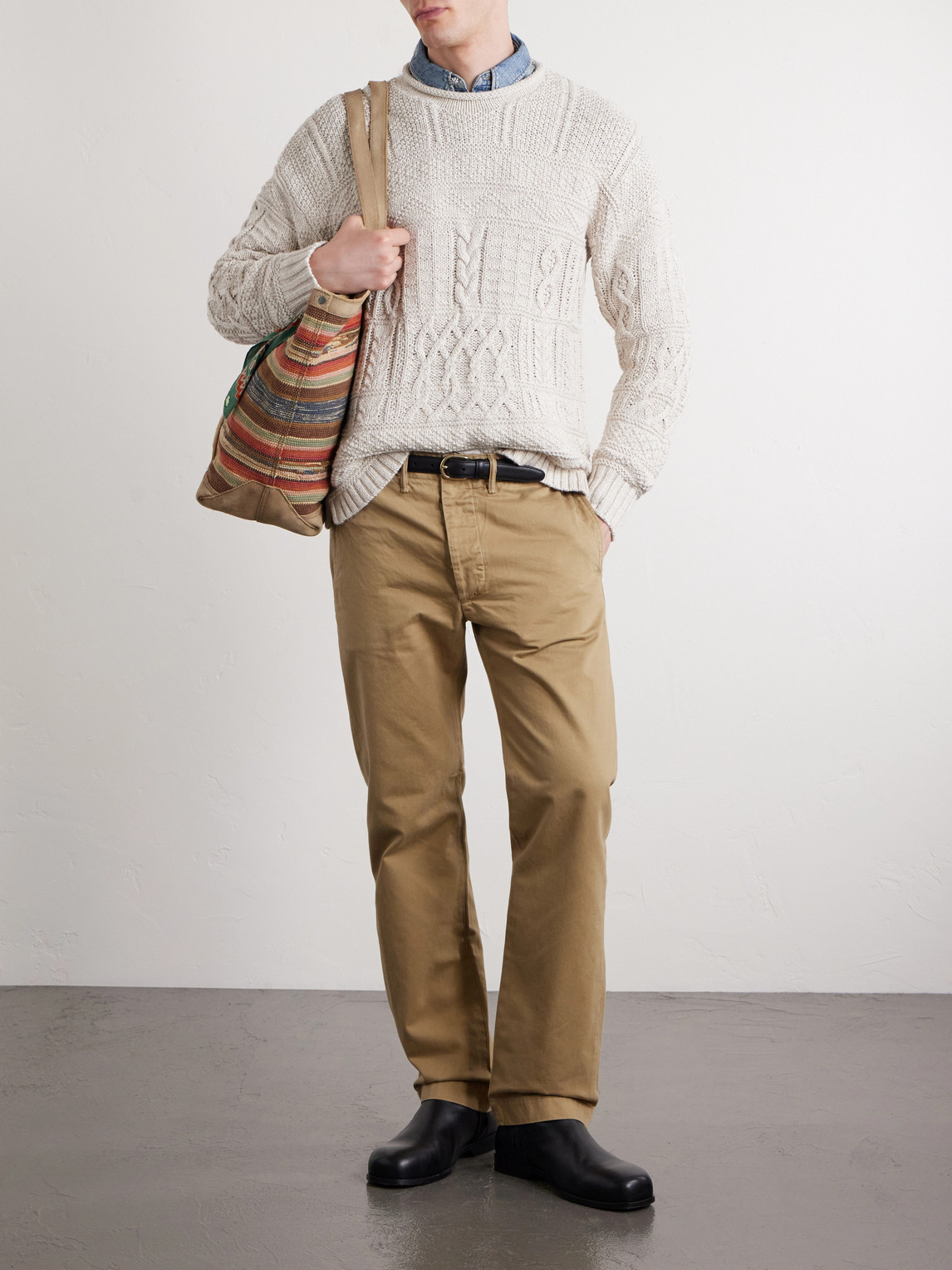 Cable-Knit Cotton, Linen And Silk-Blend Sweater