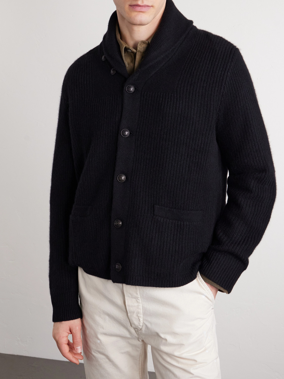  Rrl - Shawl-collar Cashmere Cardigan - Men - Black - S 