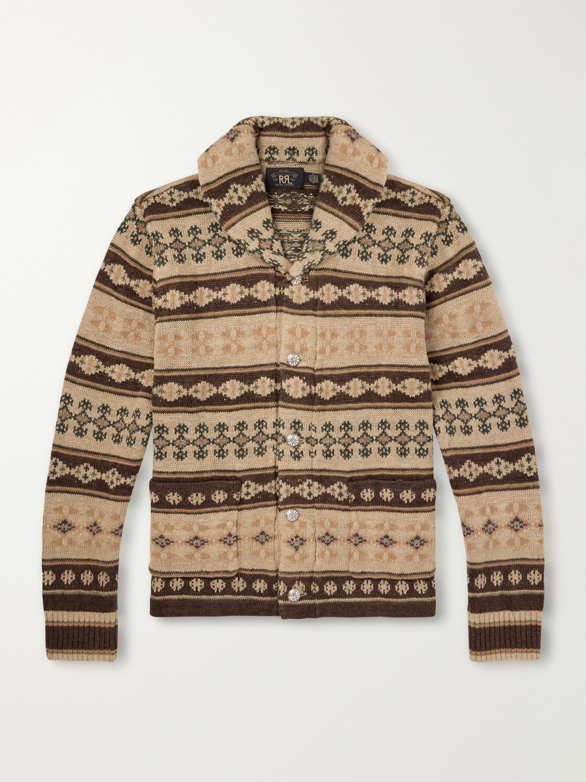 RRL Linen, Silk and Wool-Blend Jacquard Cardigan - Men