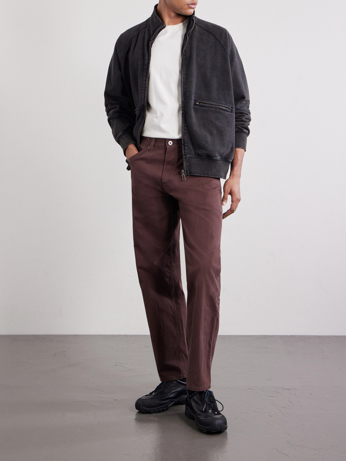 Straight-Leg Cotton-Blend Trousers