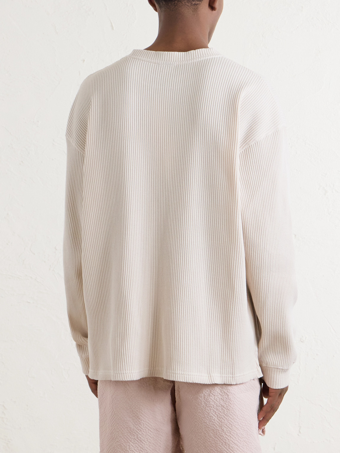 Oversized Waffle-Knit Cotton-Blend T-Shirt