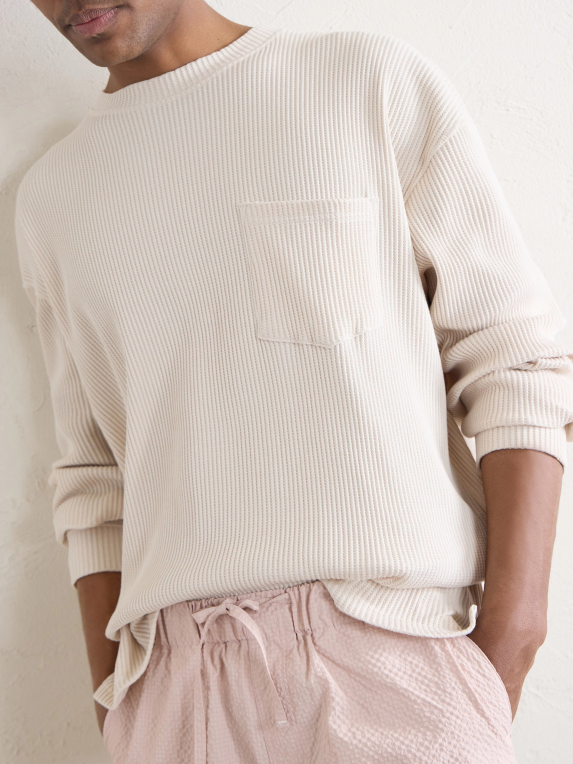 Oversized Waffle-Knit Cotton-Blend T-Shirt