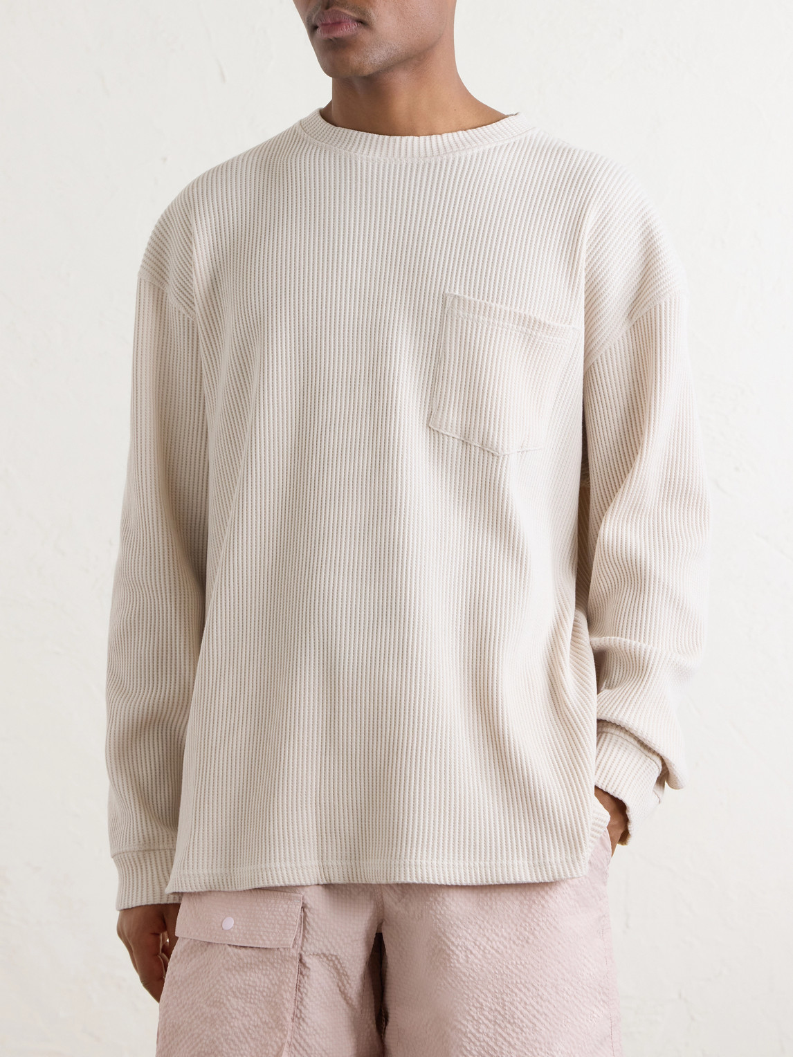 Oversized Waffle-Knit Cotton-Blend T-Shirt