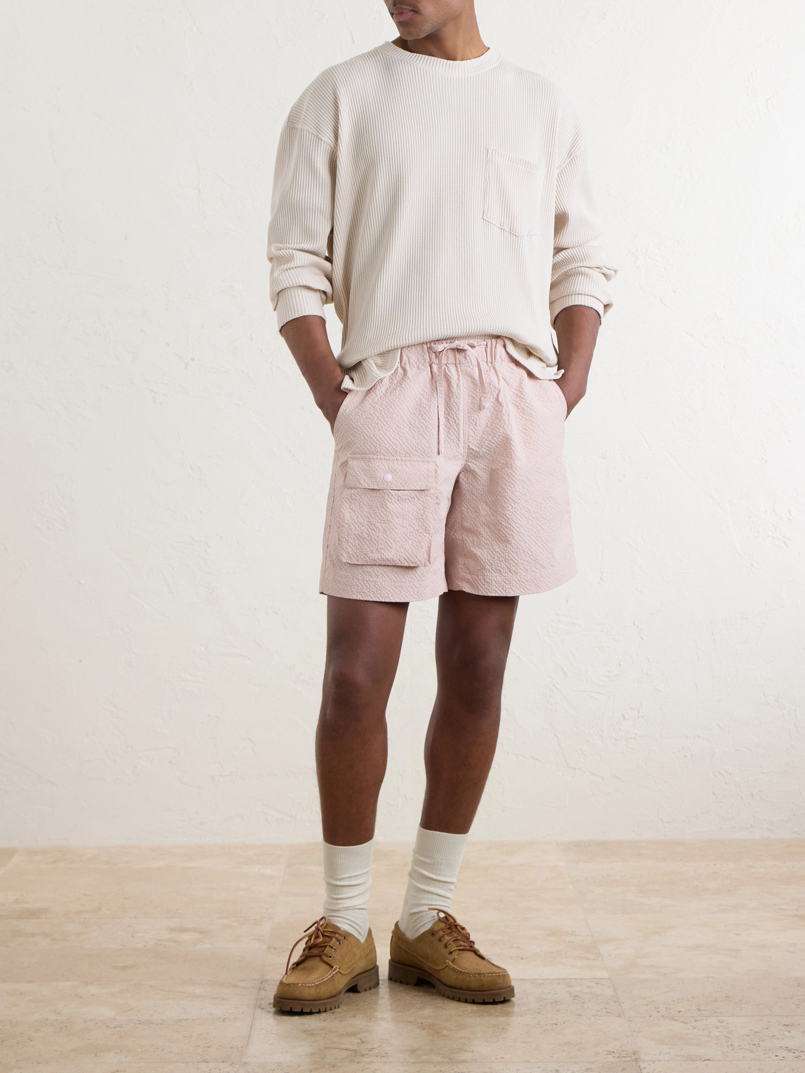 Oversized Waffle-Knit Cotton-Blend T-Shirt