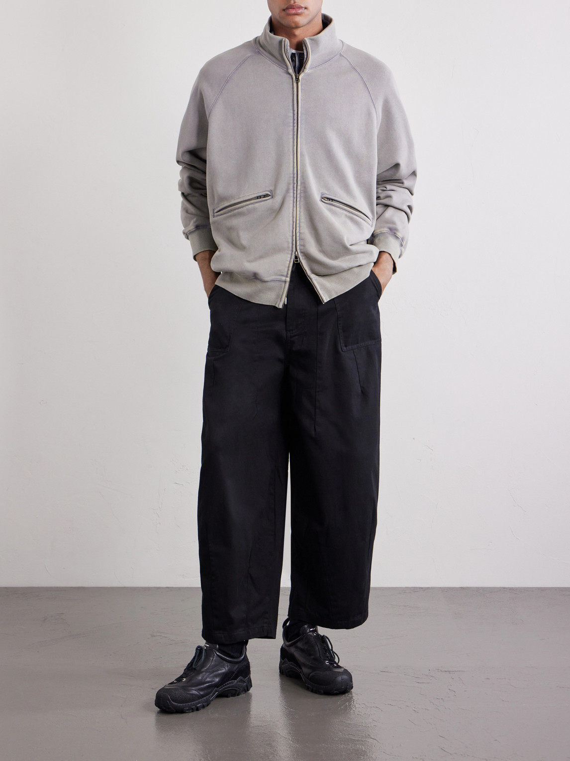 Wide-Leg Cotton-Twill Trousers
