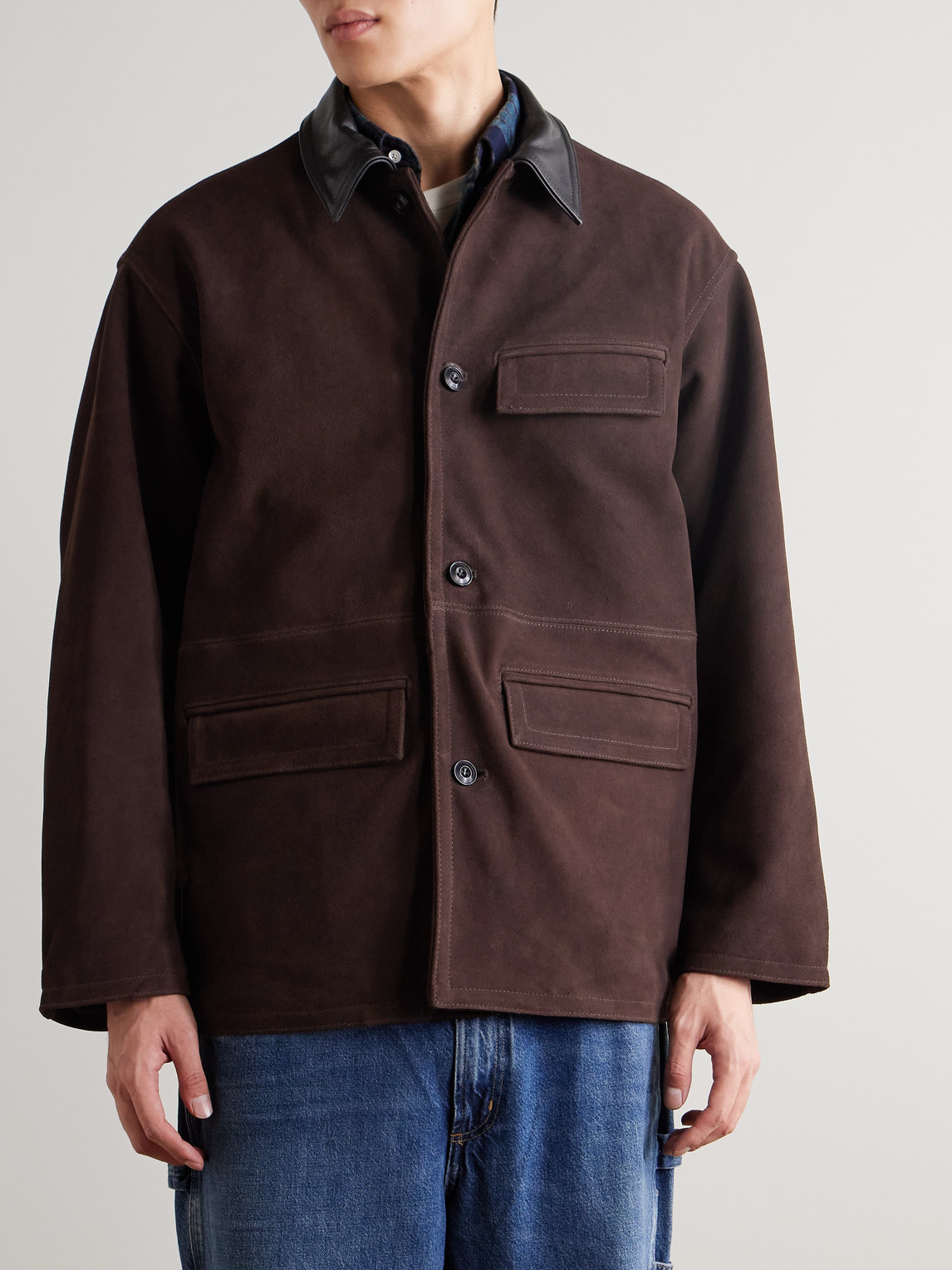 Trimmed Suede Jacket Leather