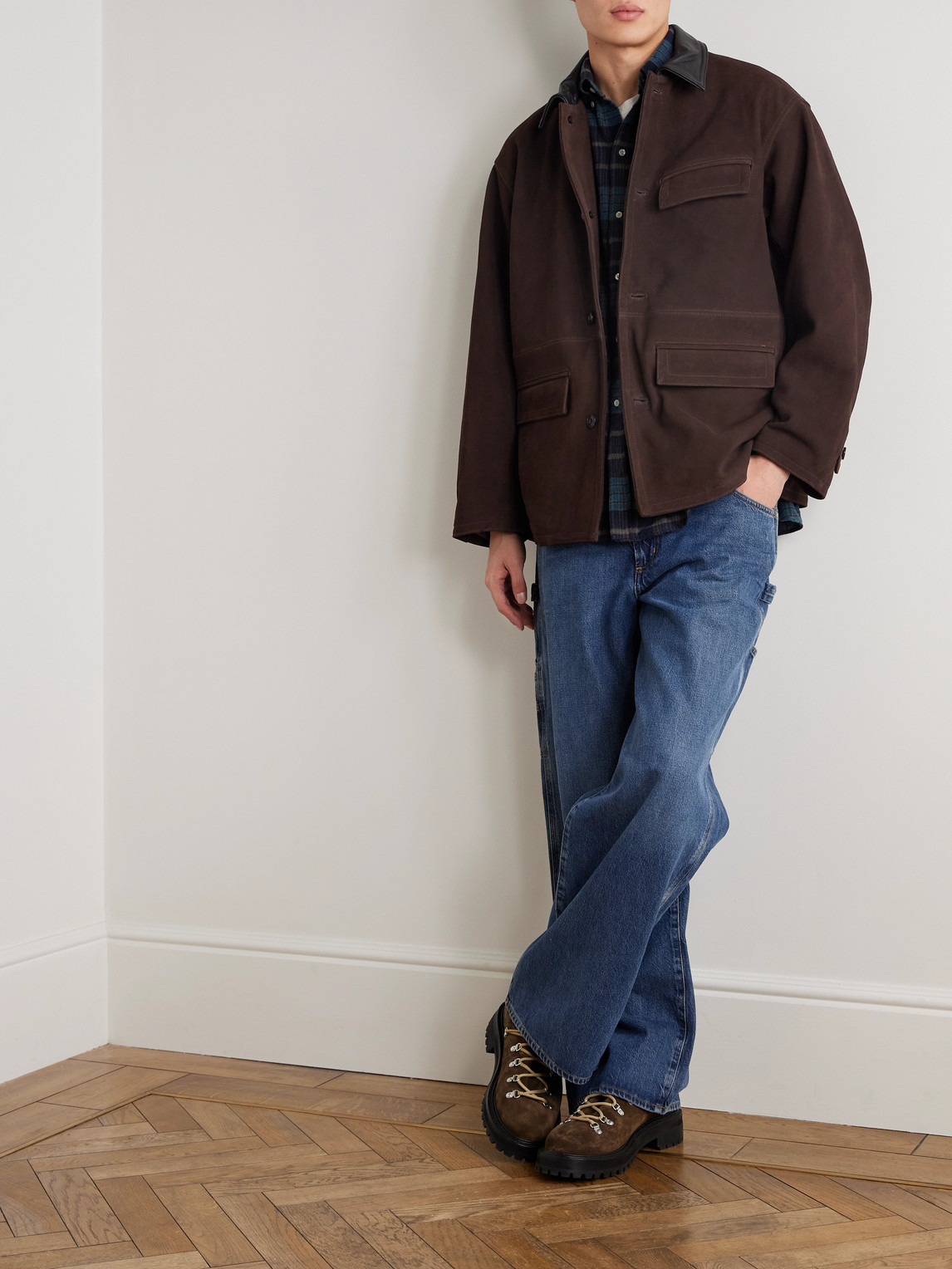 Trimmed Suede Jacket Leather