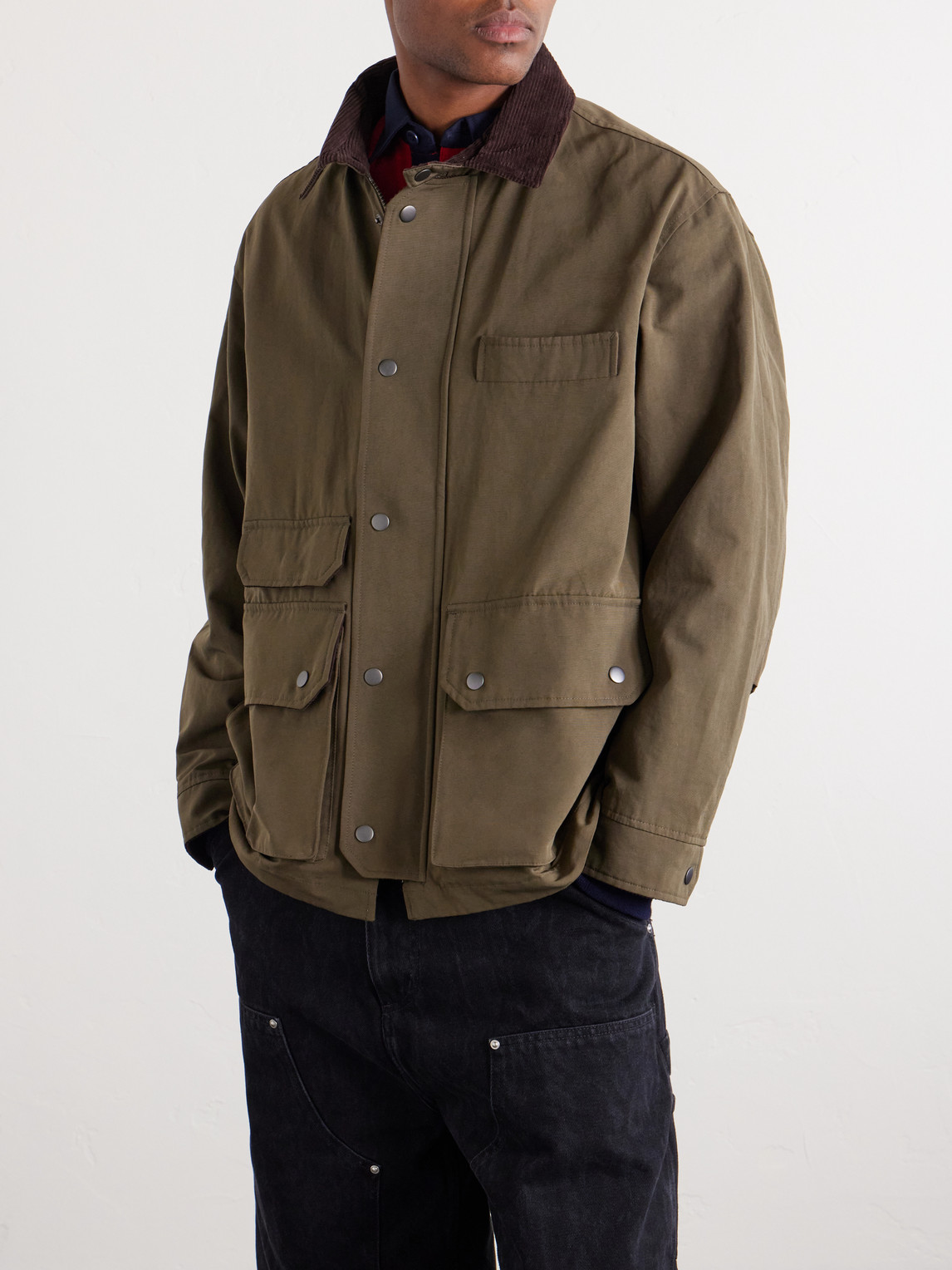 Royal Corduroy-Trimmed Cotton-Blend Canvas Jacket