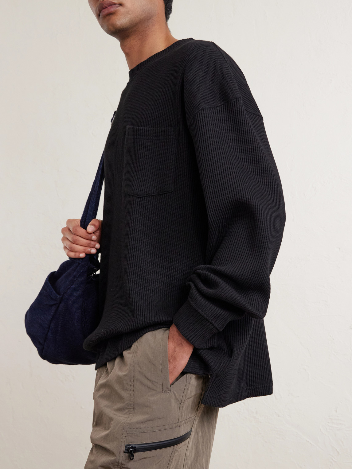 Oversized Waffle-Knit Cotton-Blend T-Shirt