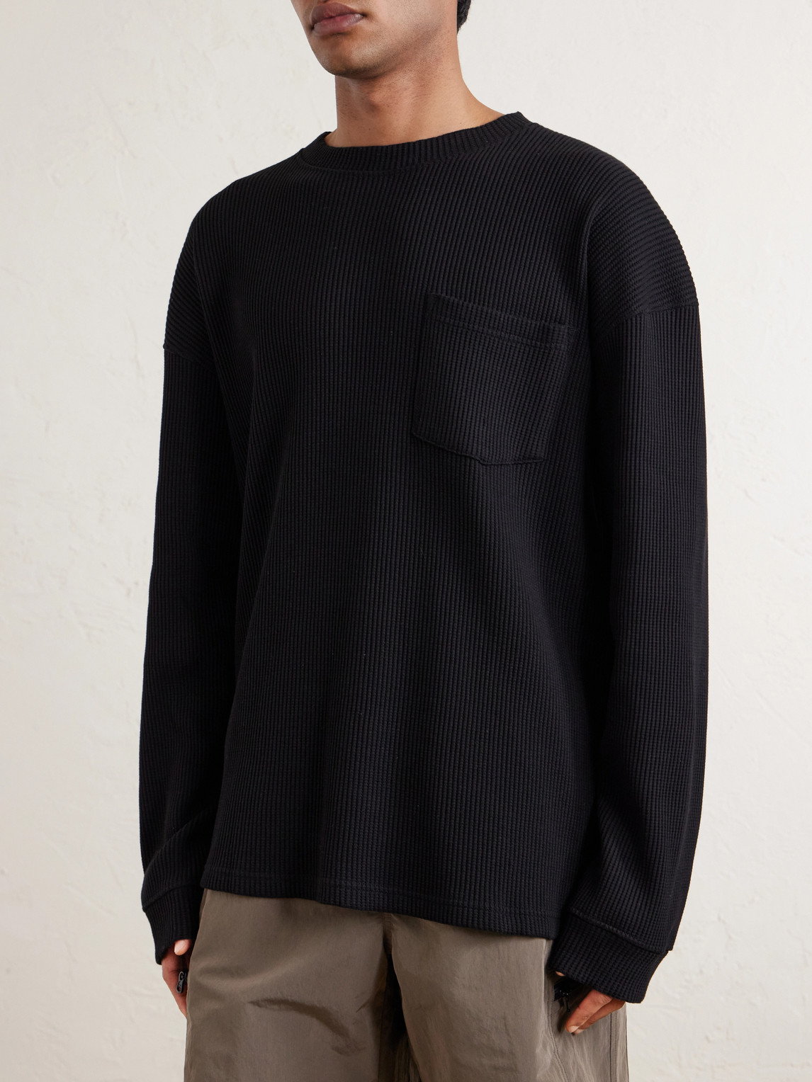 Oversized Waffle-Knit Cotton-Blend T-Shirt