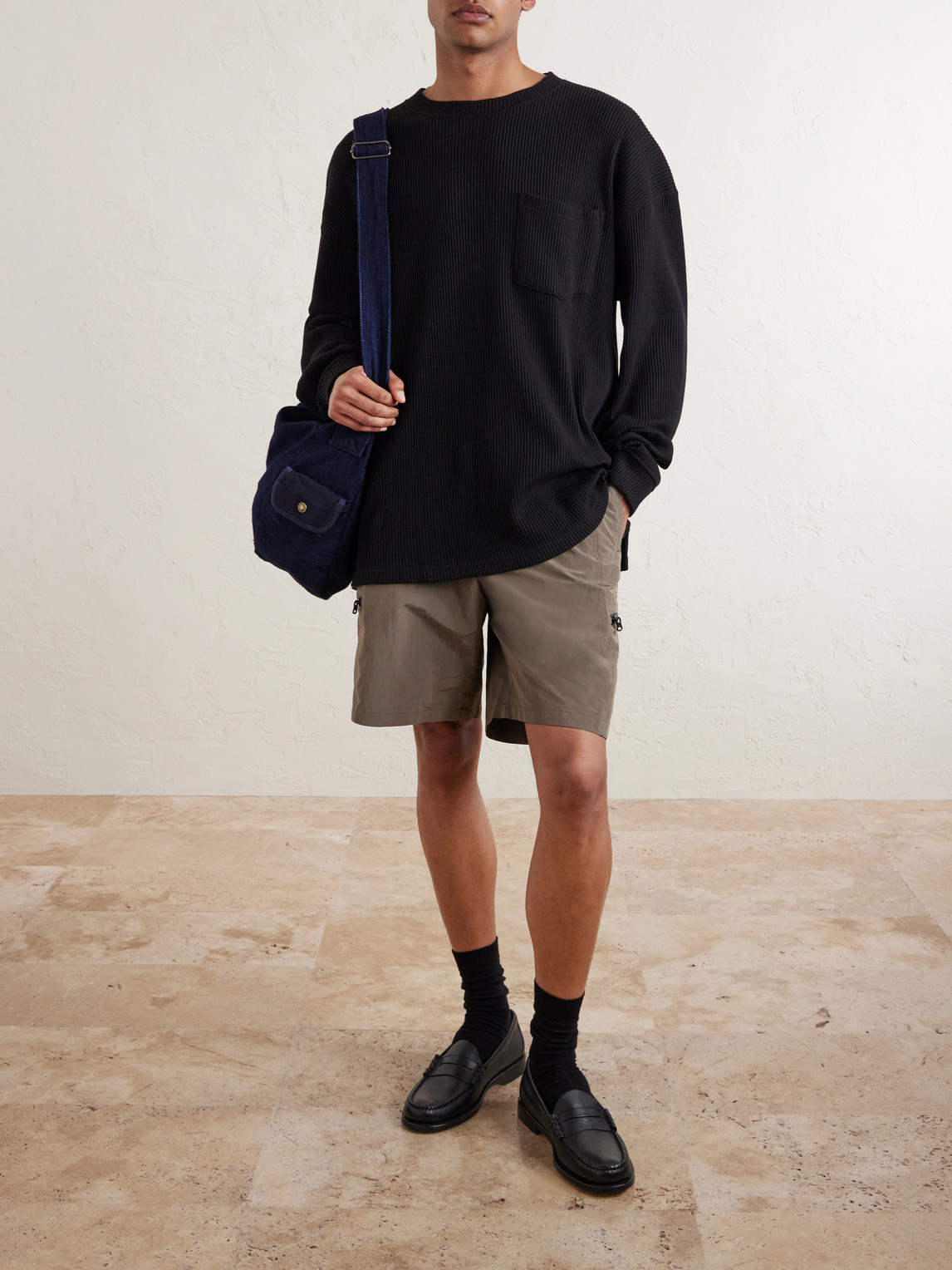 Oversized Waffle-Knit Cotton-Blend T-Shirt