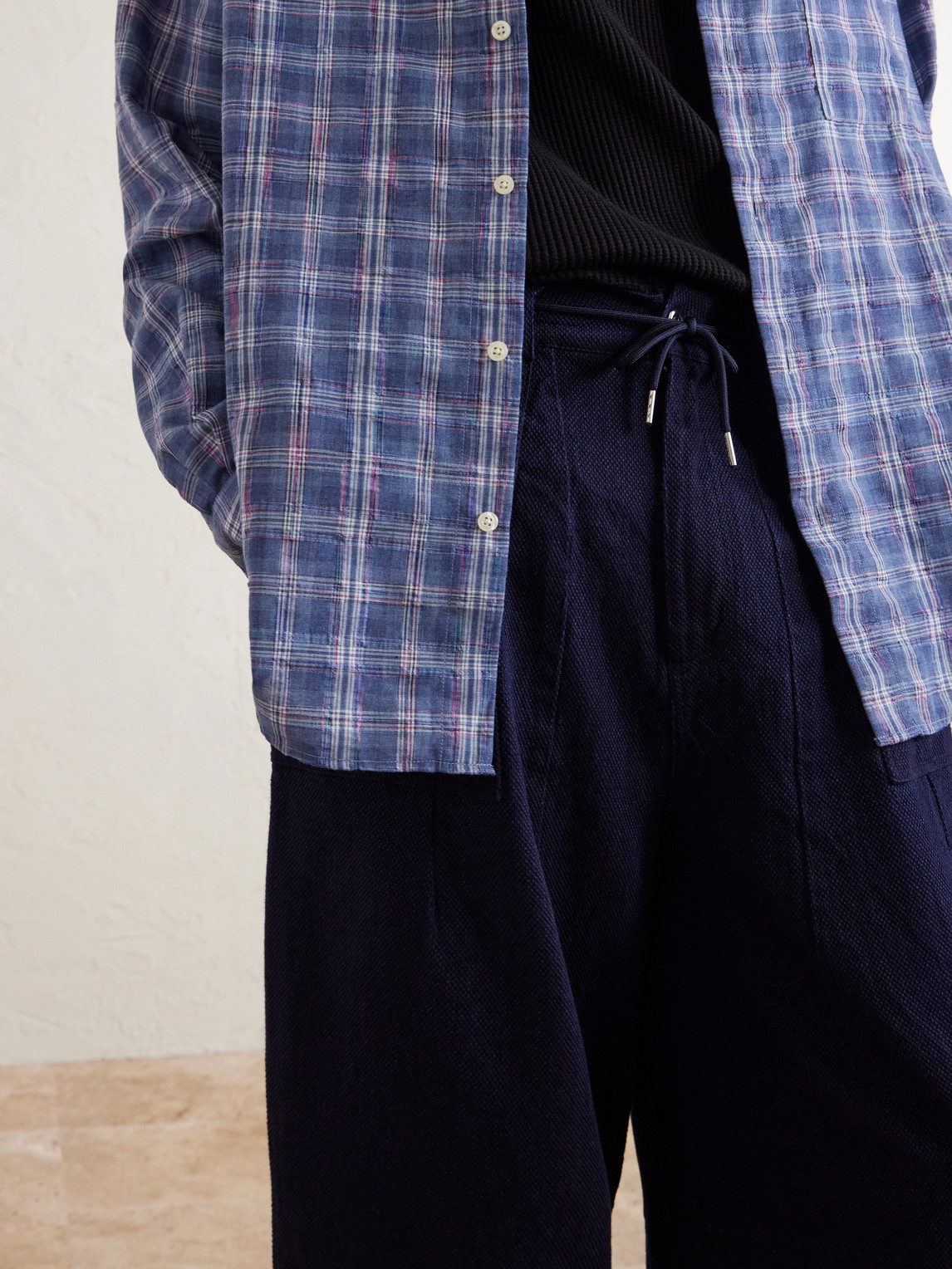 Wide-Leg Sashiko Jeans
