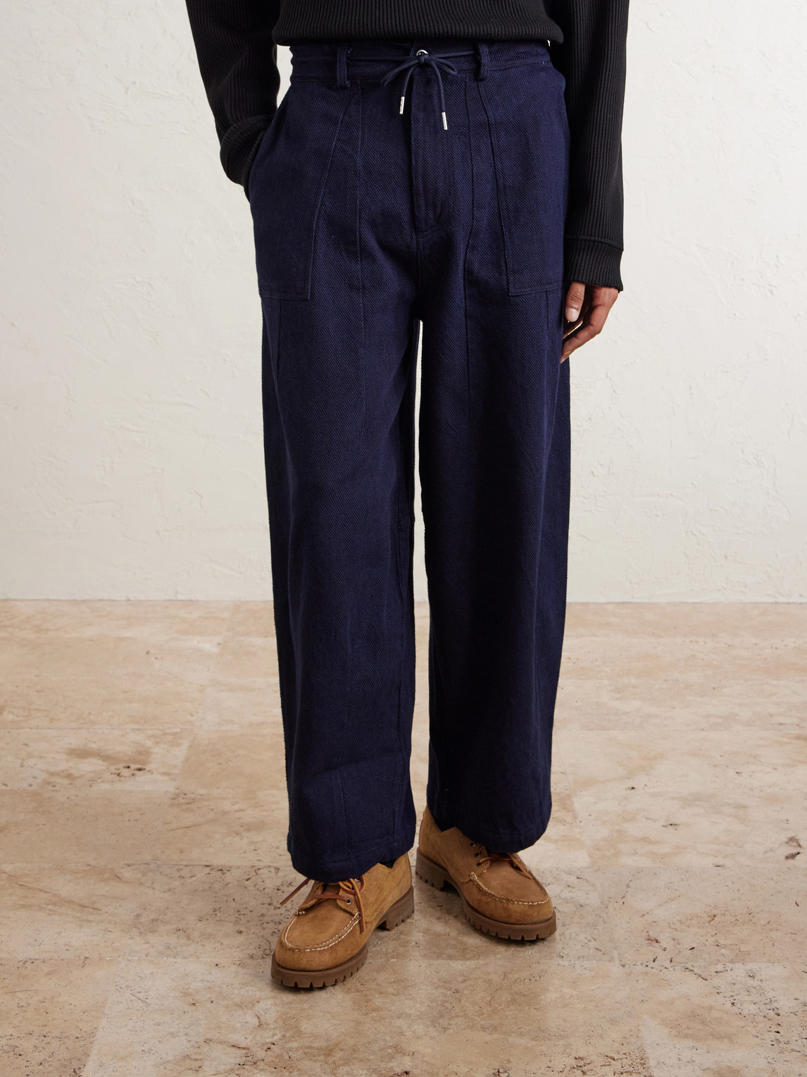 Wide-Leg Sashiko Jeans