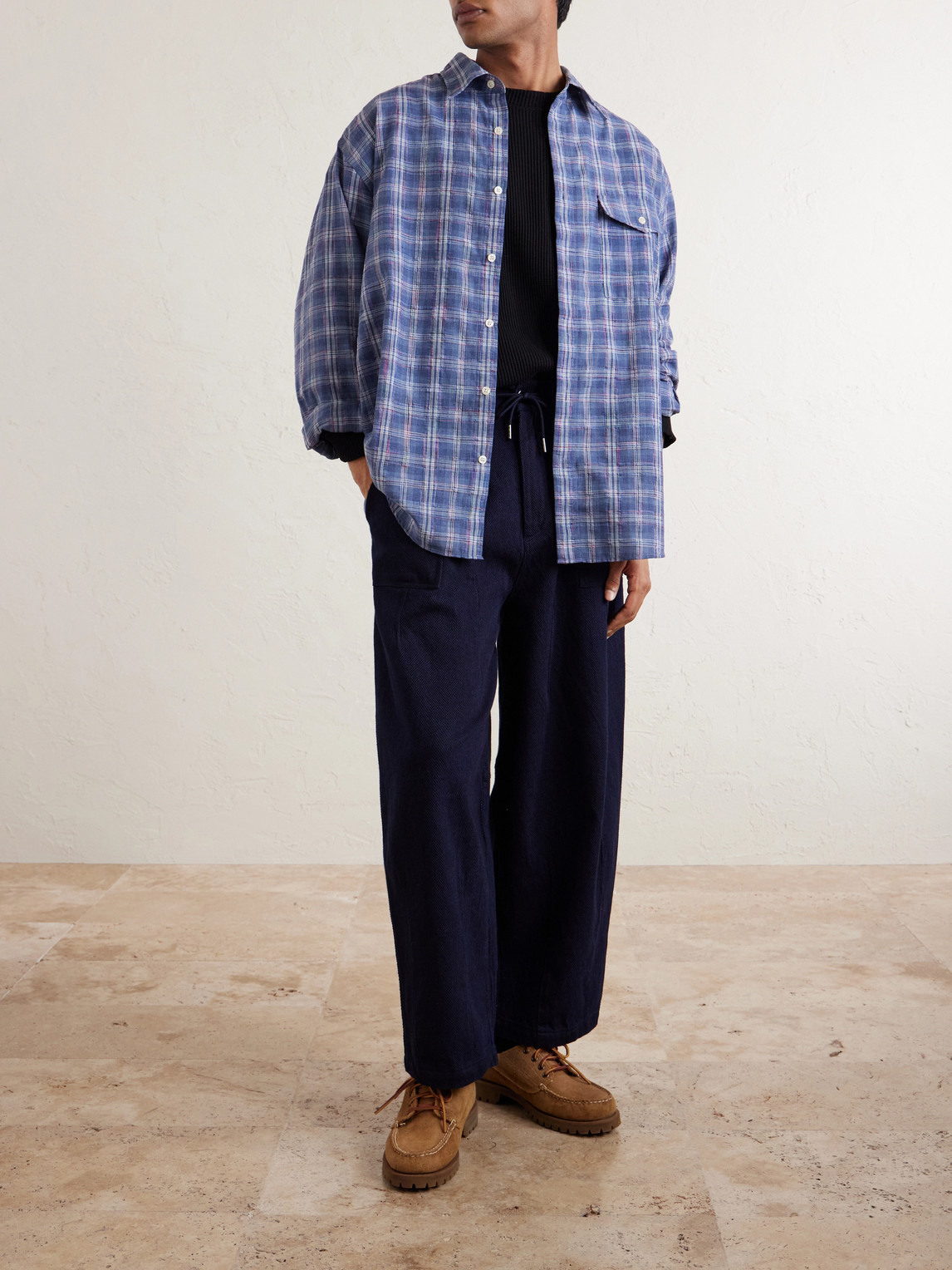 Wide-Leg Sashiko Jeans