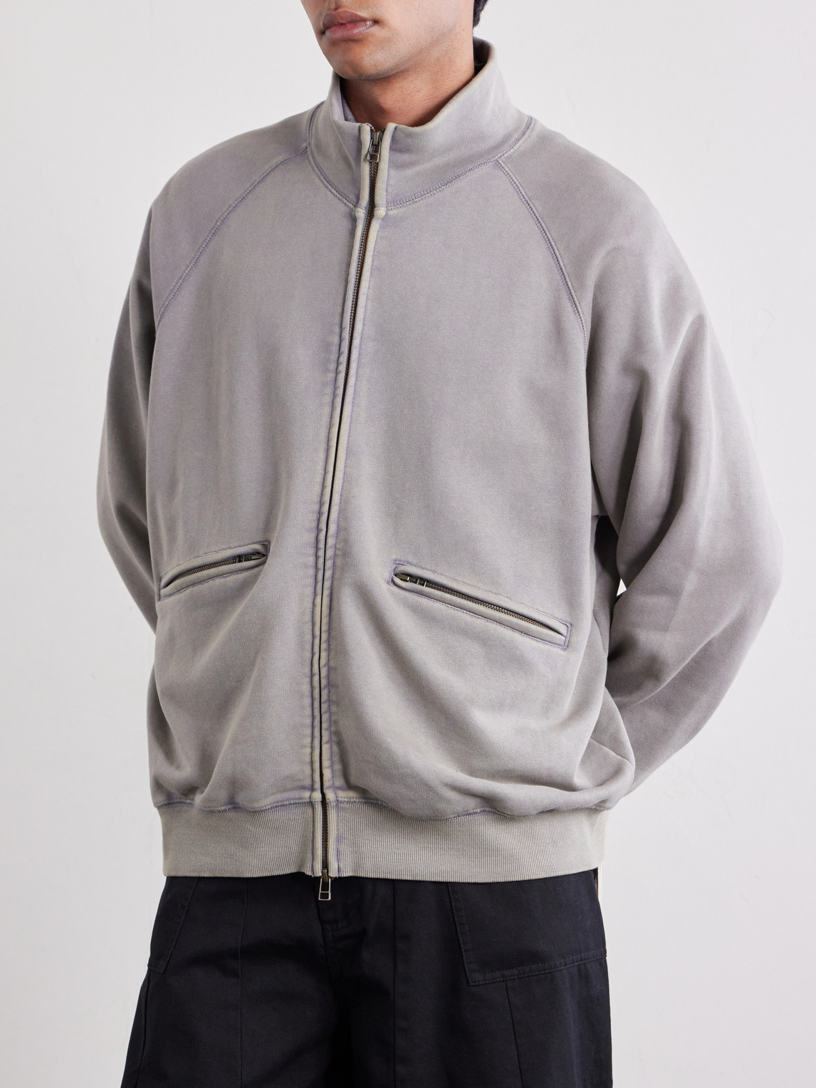 Cotton-Blend Jersey Zip-Up Sweatshirt