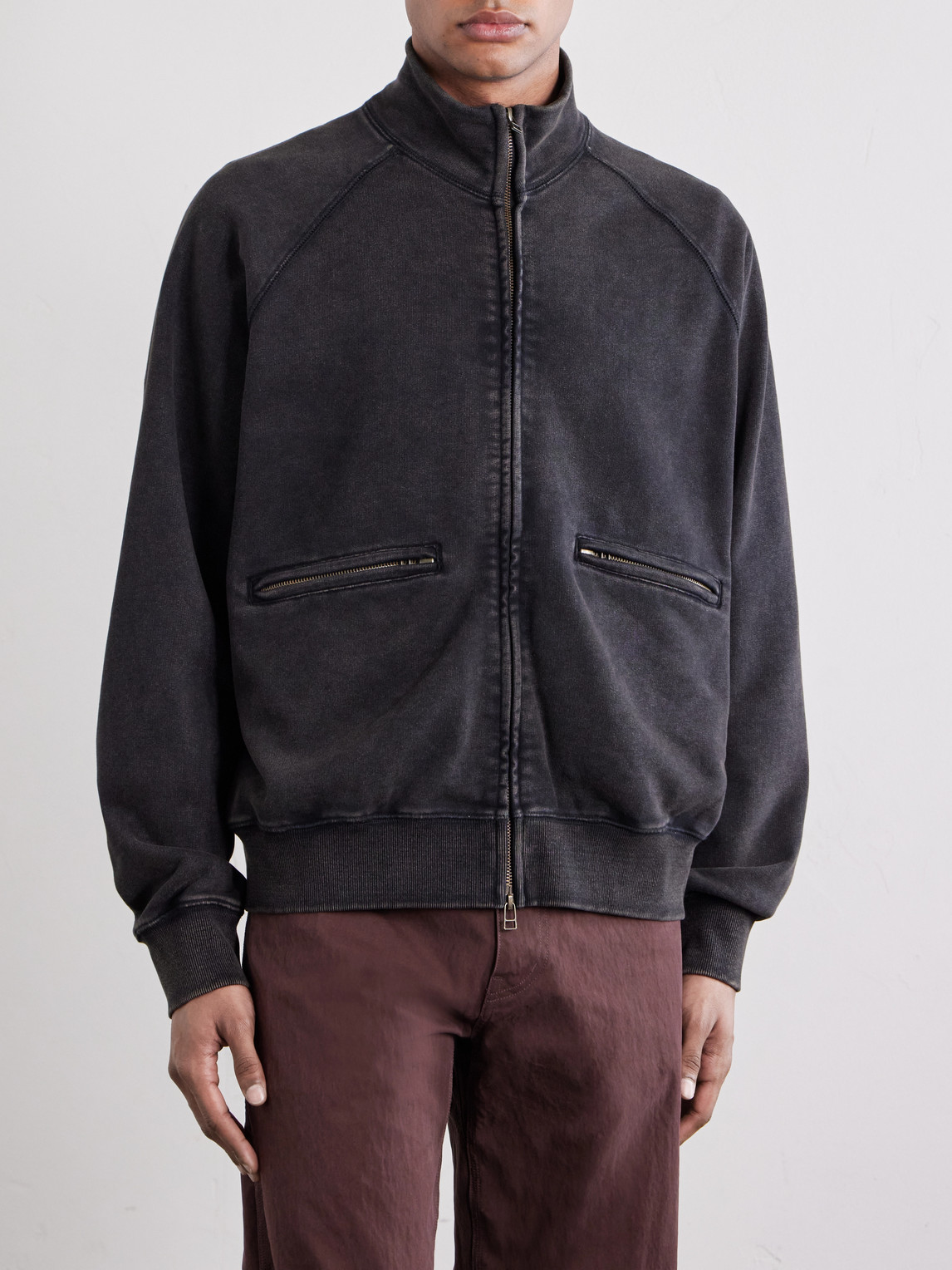 Cotton-Blend Jersey Zip-Up Sweatshirt