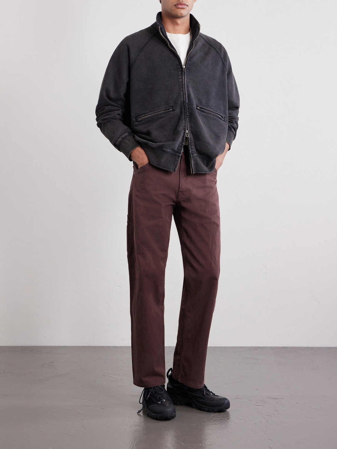 Cotton-Blend Jersey Zip-Up Sweatshirt