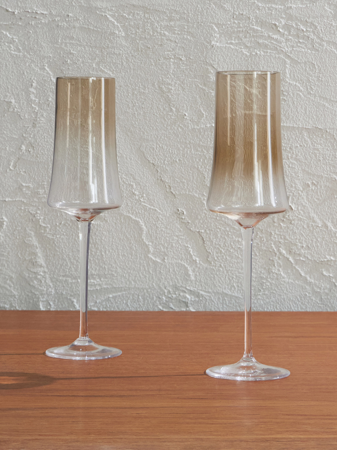 Brunello Cucinelli Set Of Two Murano Glass Flute Glasses In Brown