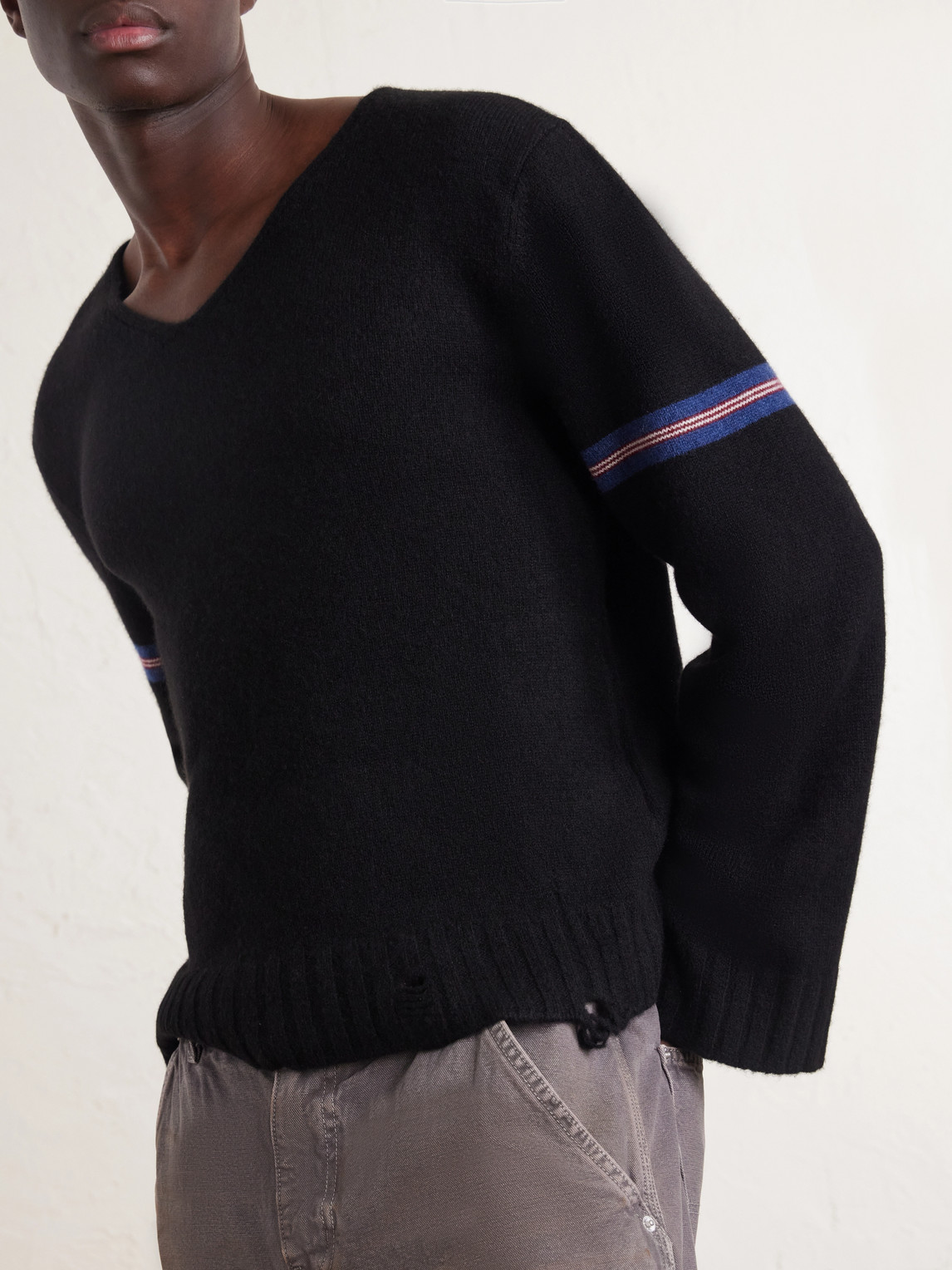 Enfants Riches Déprimés Distressed Striped Cashmere Sweater - Men | Thumbnail 5