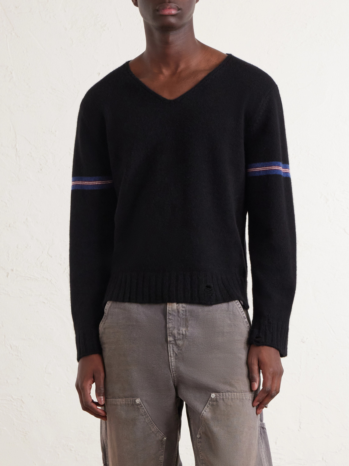 Enfants Riches Déprimés Distressed Striped Cashmere Sweater - Men | Thumbnail 3