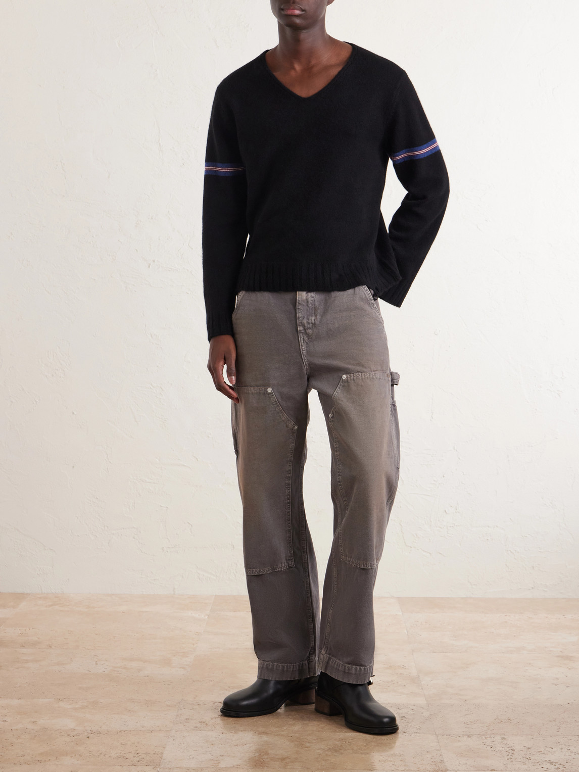 Enfants Riches Déprimés Distressed Striped Cashmere Sweater - Men | Thumbnail 2