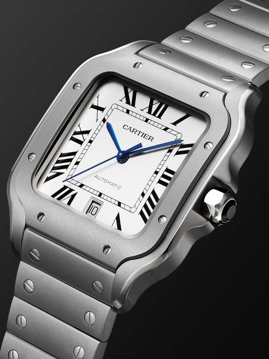  Cartier - Santos De Cartier Large Automatic 47.5mm Titanium And Alligator Watch, Ref. No. Crwssa0089 - Men - White 