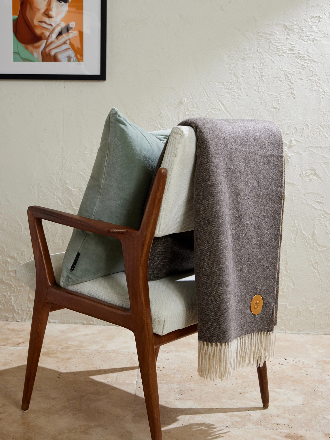 Marwood Logo-Appliquéd Fringed Wool-Blend Throw — 2