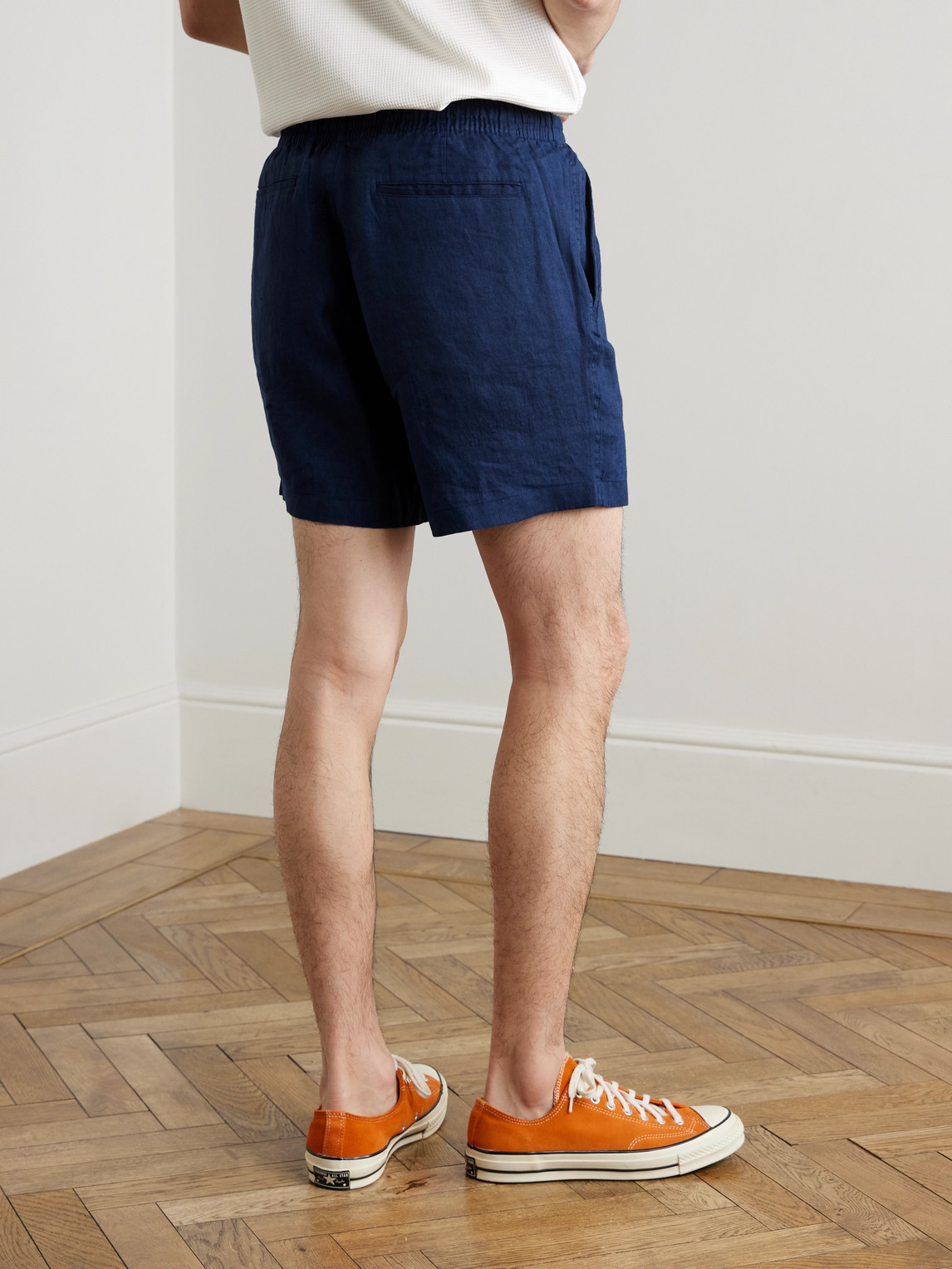 Prepster Straight-Leg Logo-Embroidered Linen Drawstring Shorts