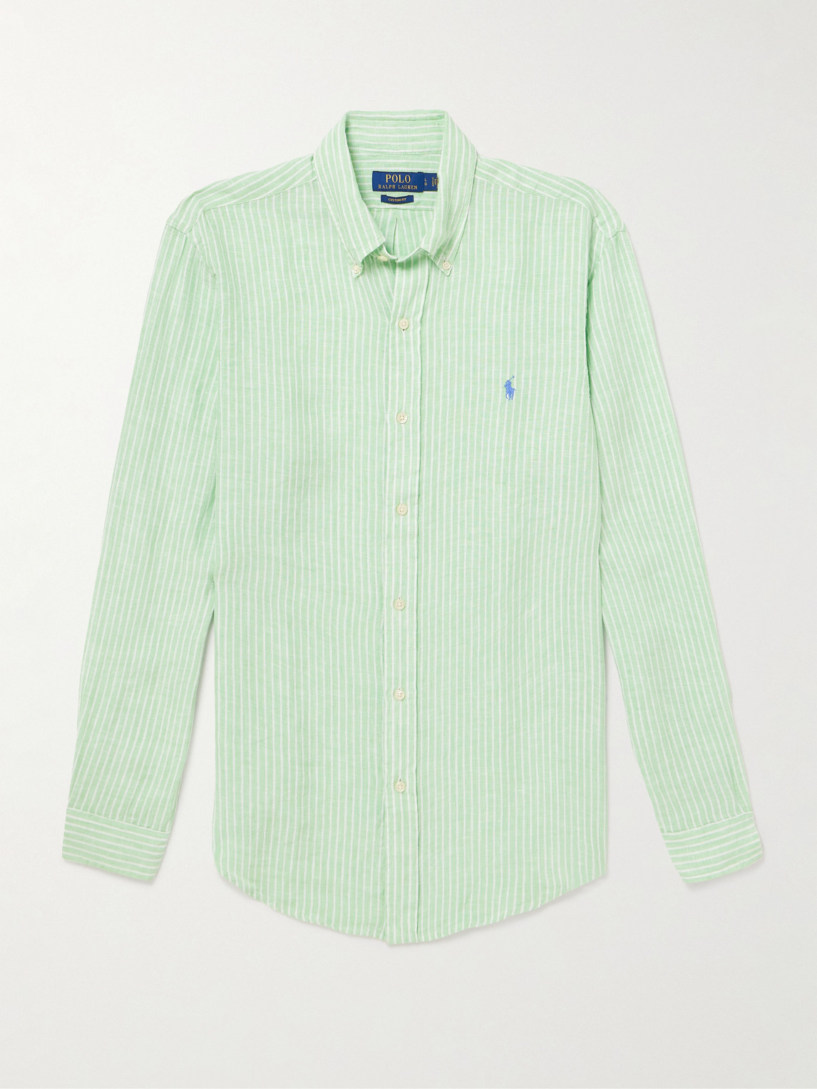 Polo Ralph Lauren Button-Down Collar Logo-Embroidered triped Linen hirt - Men