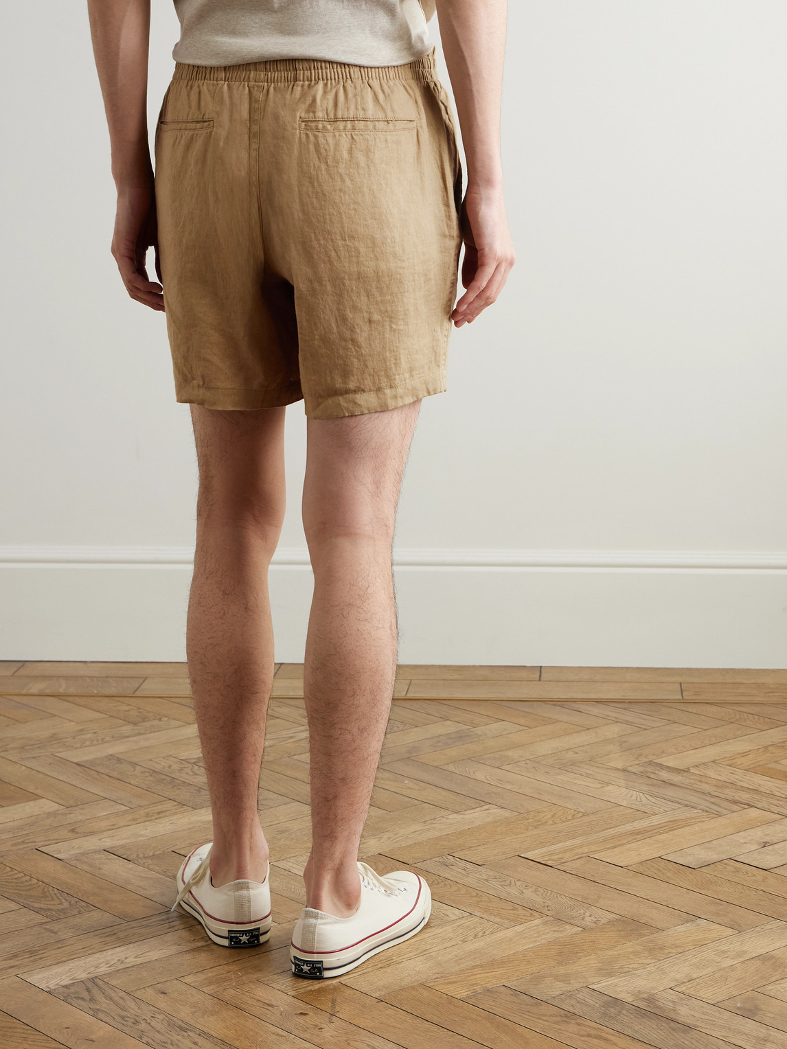 Prepster Straight-Leg Logo-Embroidered Linen Drawstring Shorts