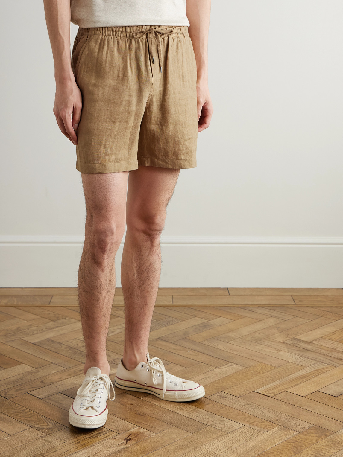 Prepster Straight-Leg Logo-Embroidered Linen Drawstring Shorts