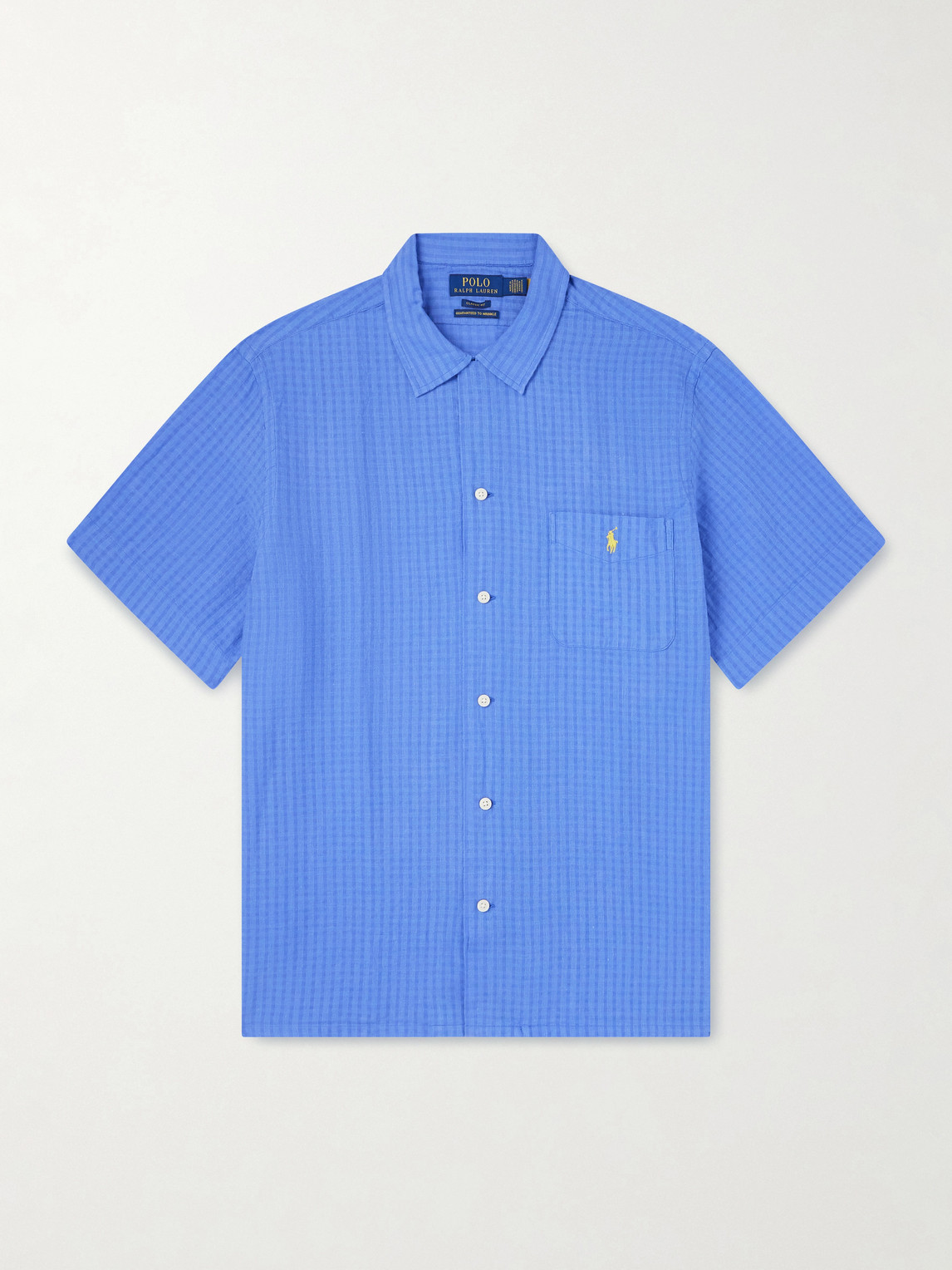 Polo Ralph Lauren Polo Ralph Lauren - Logo-Embroidered Checked Linen and Cotton-Blend Shirt - Men - Blue - XS aus 55% Linen 45% Cotton in Blue
