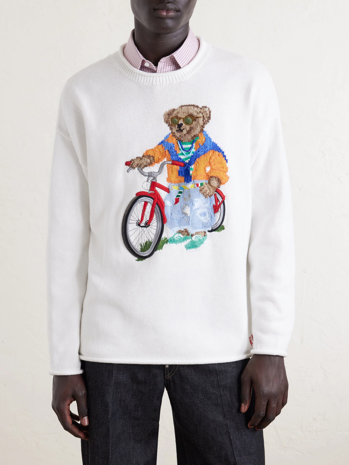 Polo Ralph Lauren Long Sleeve Cotton Novelty Harbor Island Bear Rollneck Sweater In White