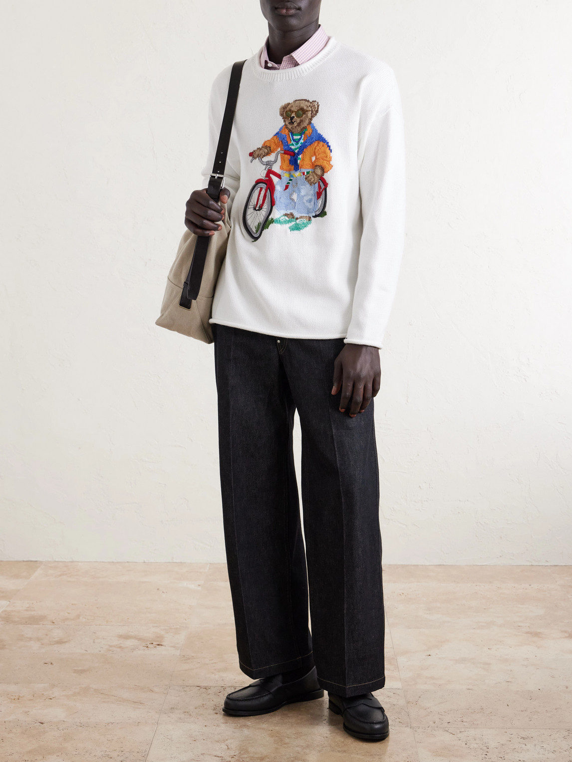 Polo Ralph Lauren Long Sleeve Cotton Novelty Harbor Island Bear Rollneck Sweater In White