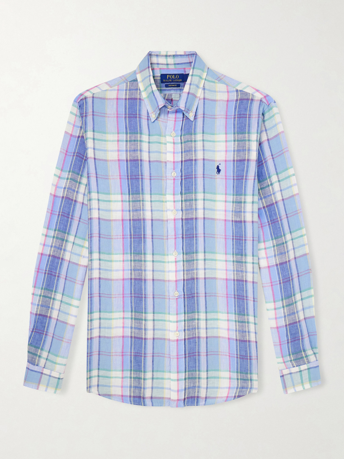 Polo Ralph Lauren Button-Down Collar ogo-Embroidered Checked inen Shirt - Men