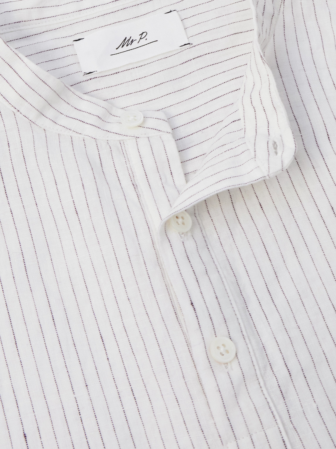 Mr P. - Grandad-Collar Pinstriped Linen