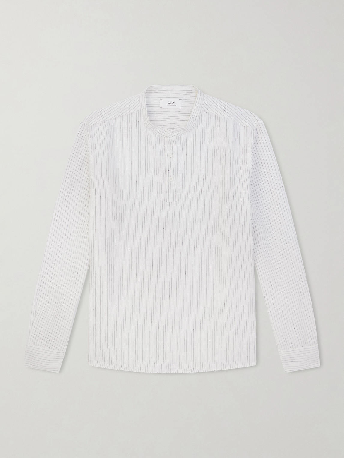 MR P. Grandad-Collar Pinstriped Linen Shirt - Men