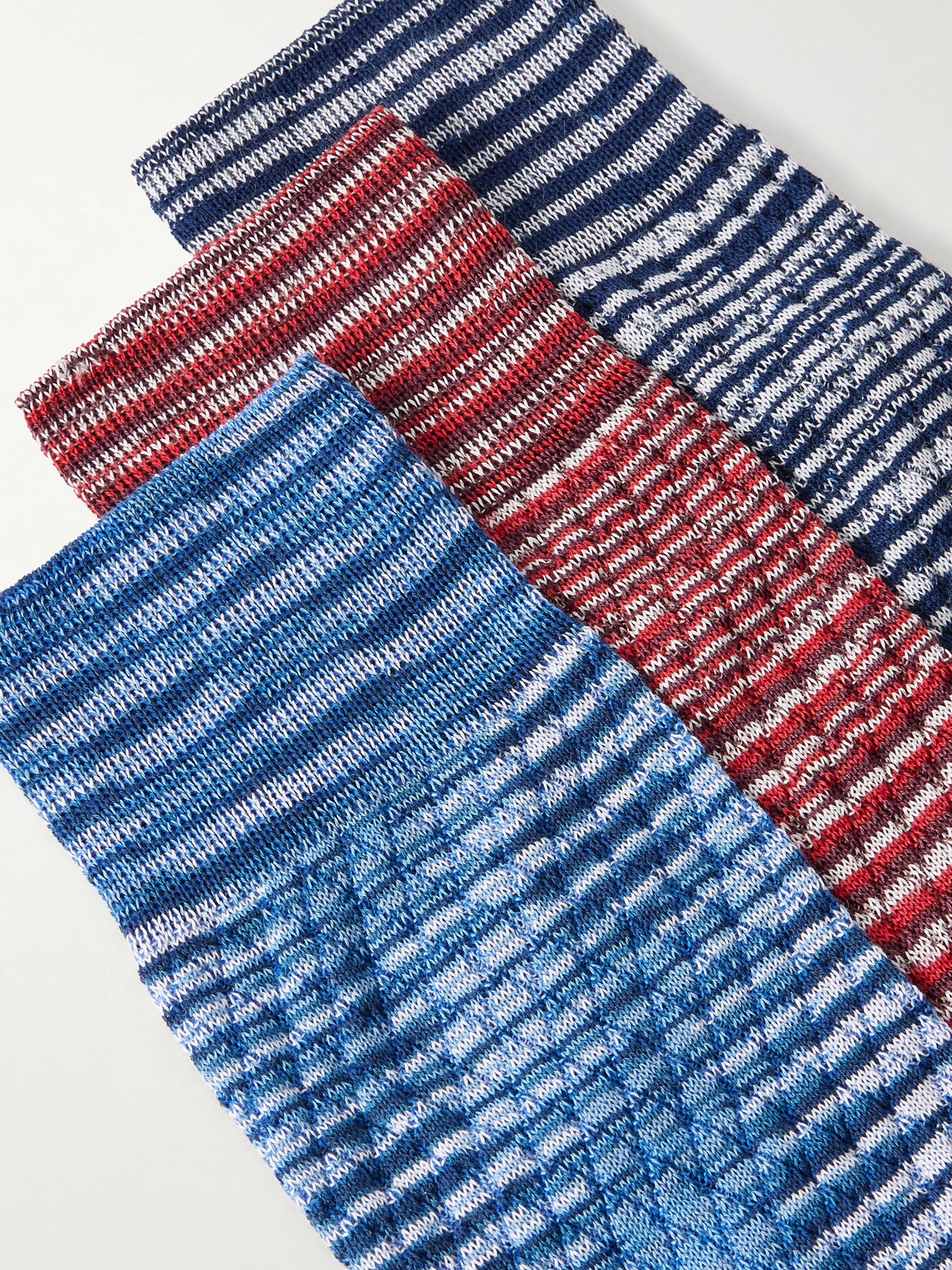 Three-Pack Crochet-Knit Cotton-Blend Socks
