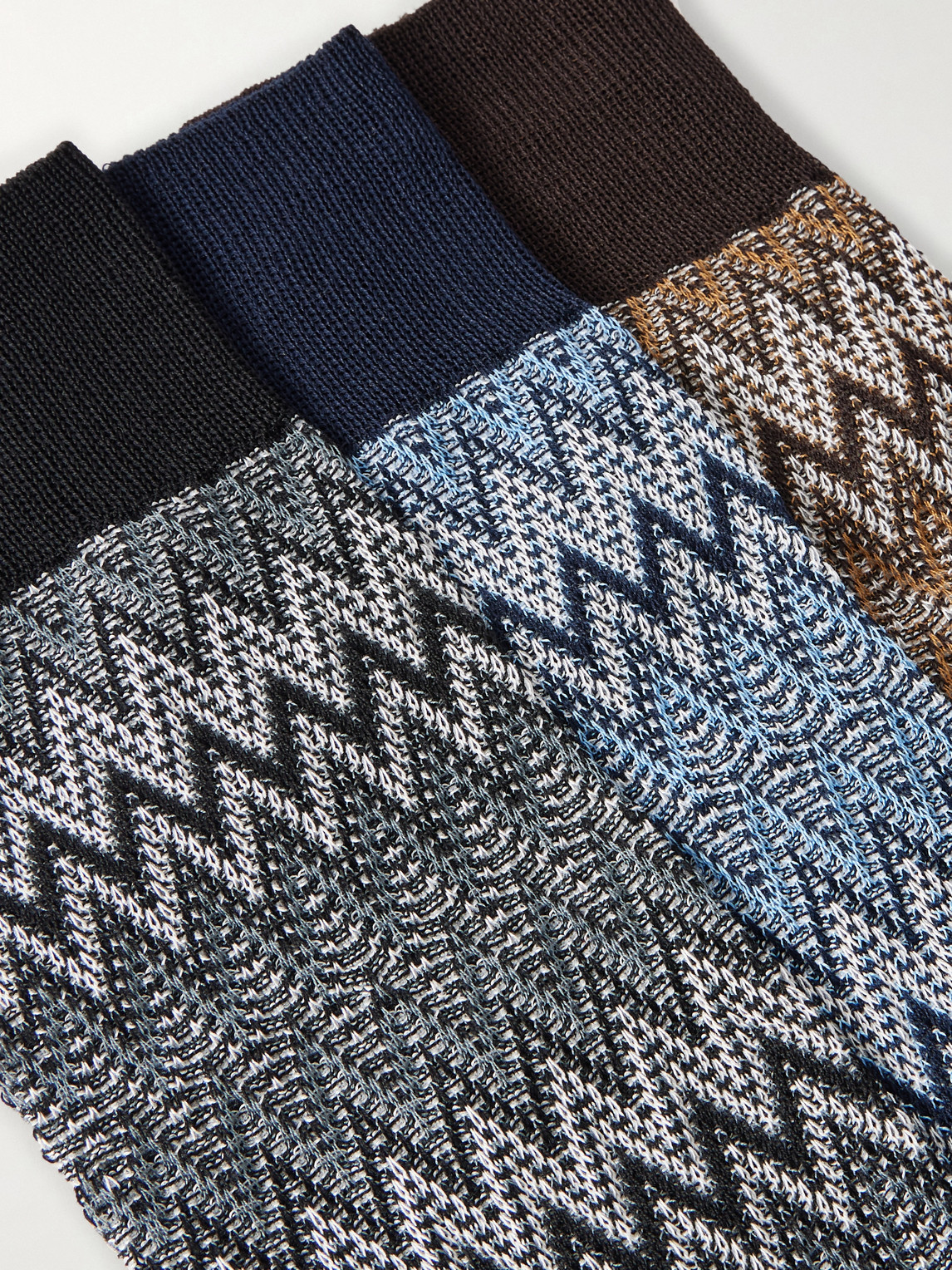 Three-Pack Crochet-Knit Cotton-Blend Socks