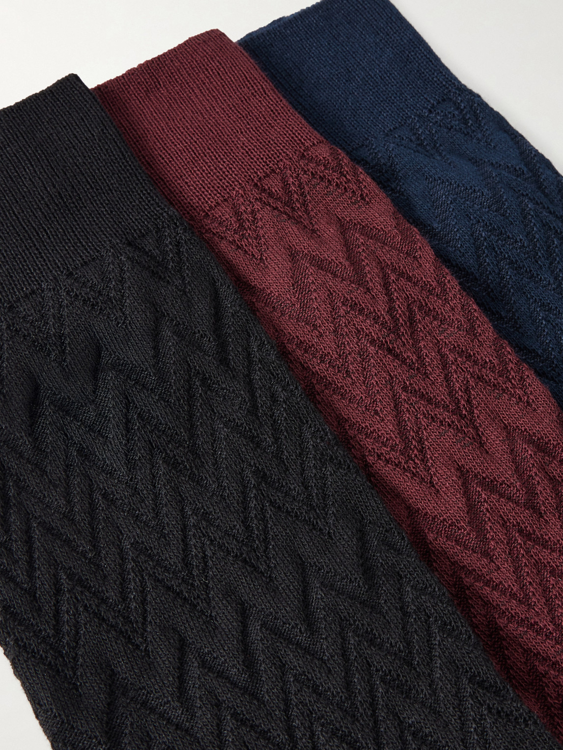Three-Pack Crochet-Knit Cotton-Blend Socks