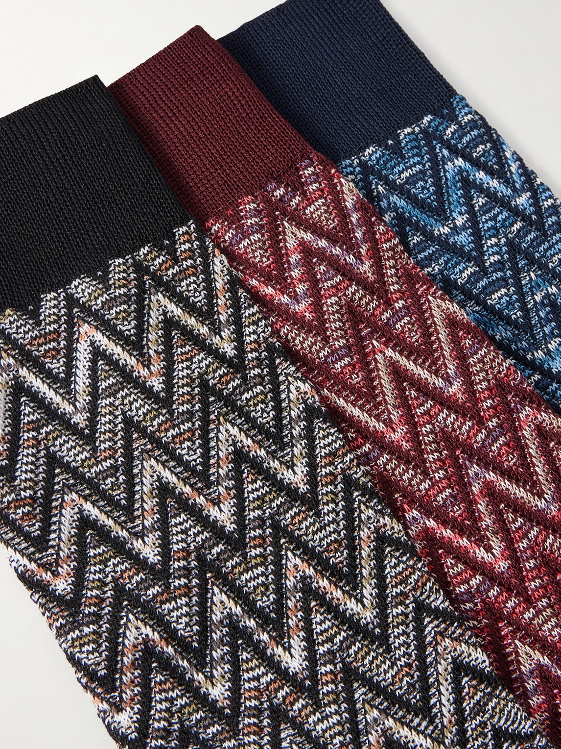 Three-Pack Crochet-Knit Cotton-Blend Socks