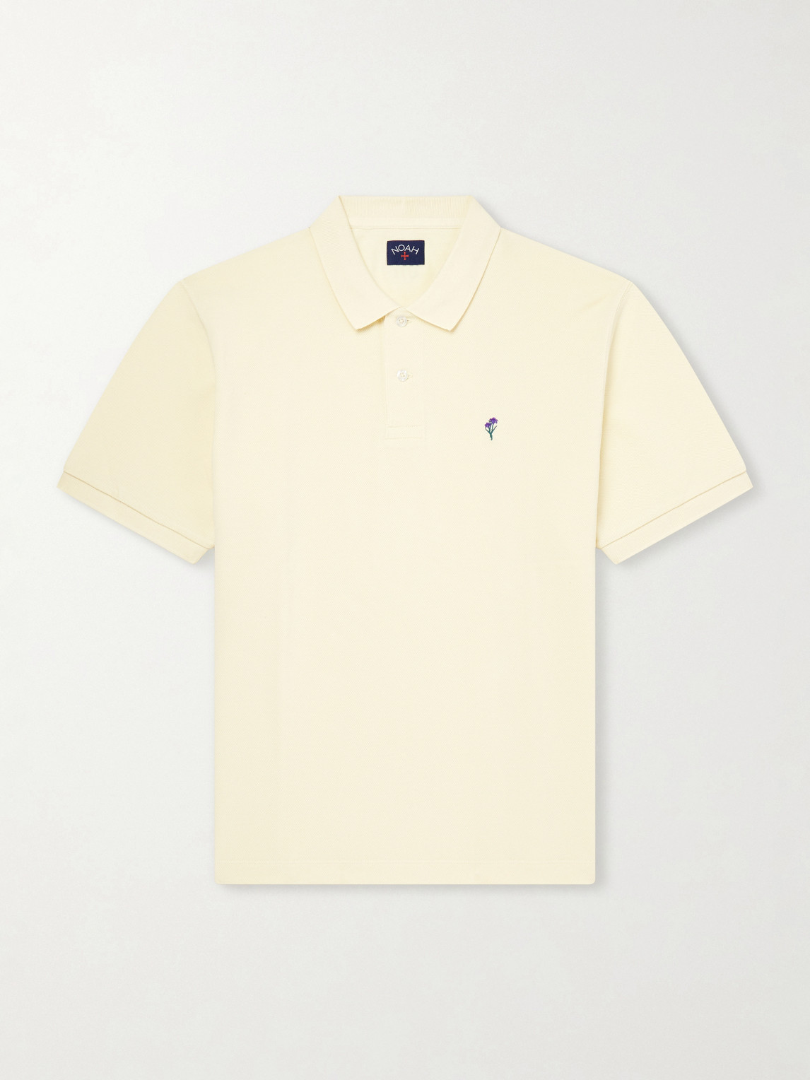 Noah Logo-embroidered Cotton-piqué Polo Shirt In Neutral