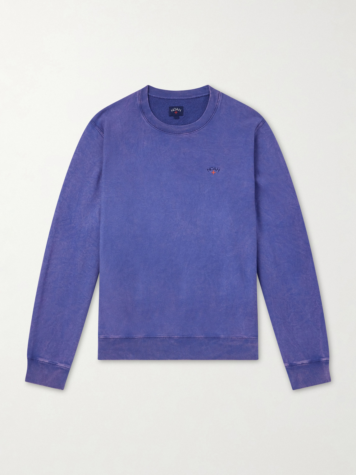 Noah Logo-embroidered Cotton-jersey Sweatshirt In Blue
