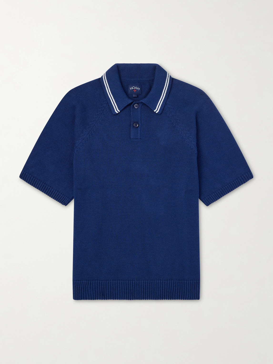 Noah Striped Organic Cotton Polo Shirt In Blue