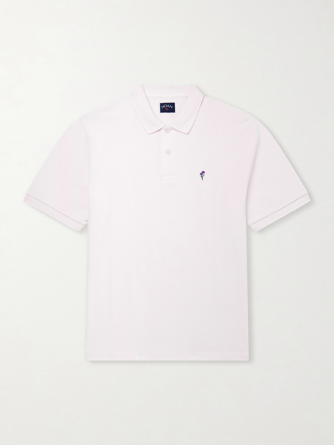 Noah Logo-embroidered Cotton-piqué Polo Shirt In Pink